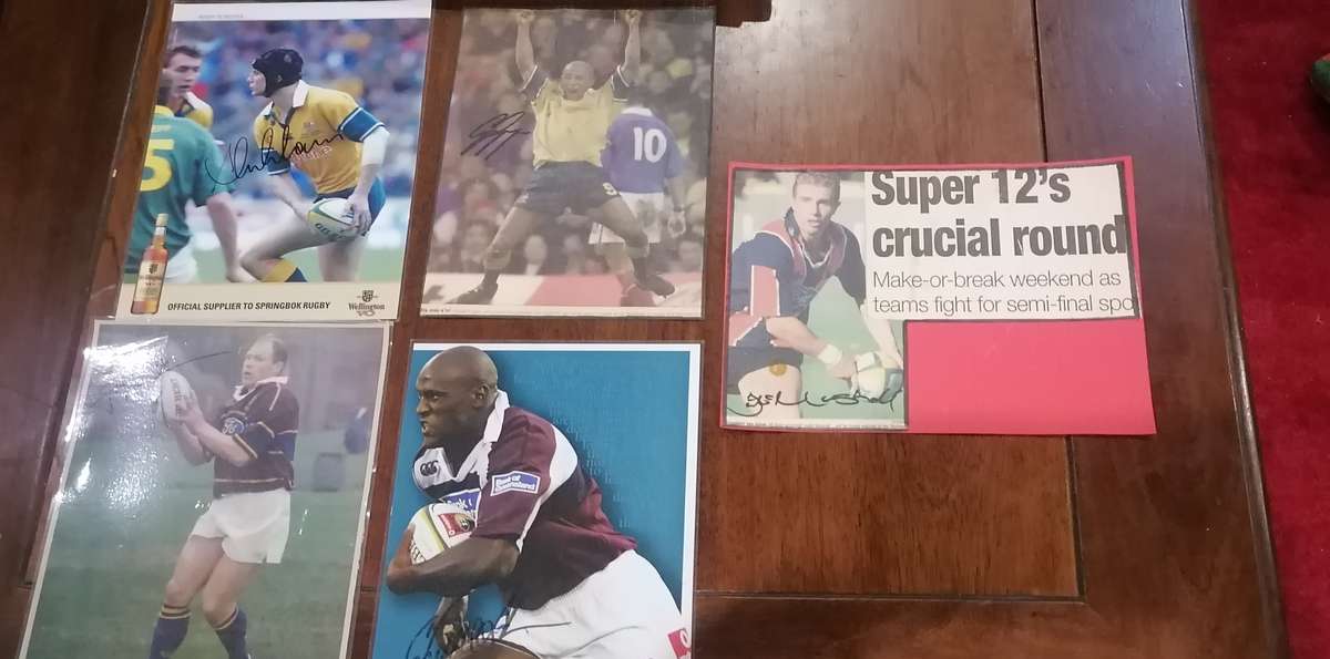 5 X ORIGINAL HAND SIGHNED RUGBY PLAYER PICS