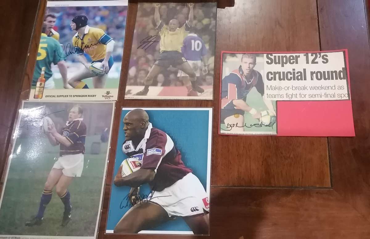 5 X ORIGINAL HAND SIGHNED RUGBY PLAYER PICS