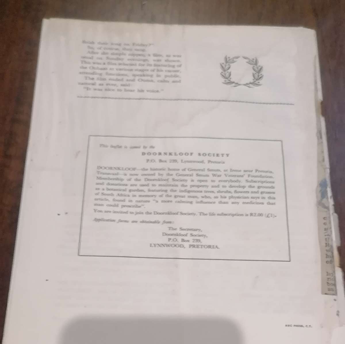 GENERAL J C SMUTS LOT