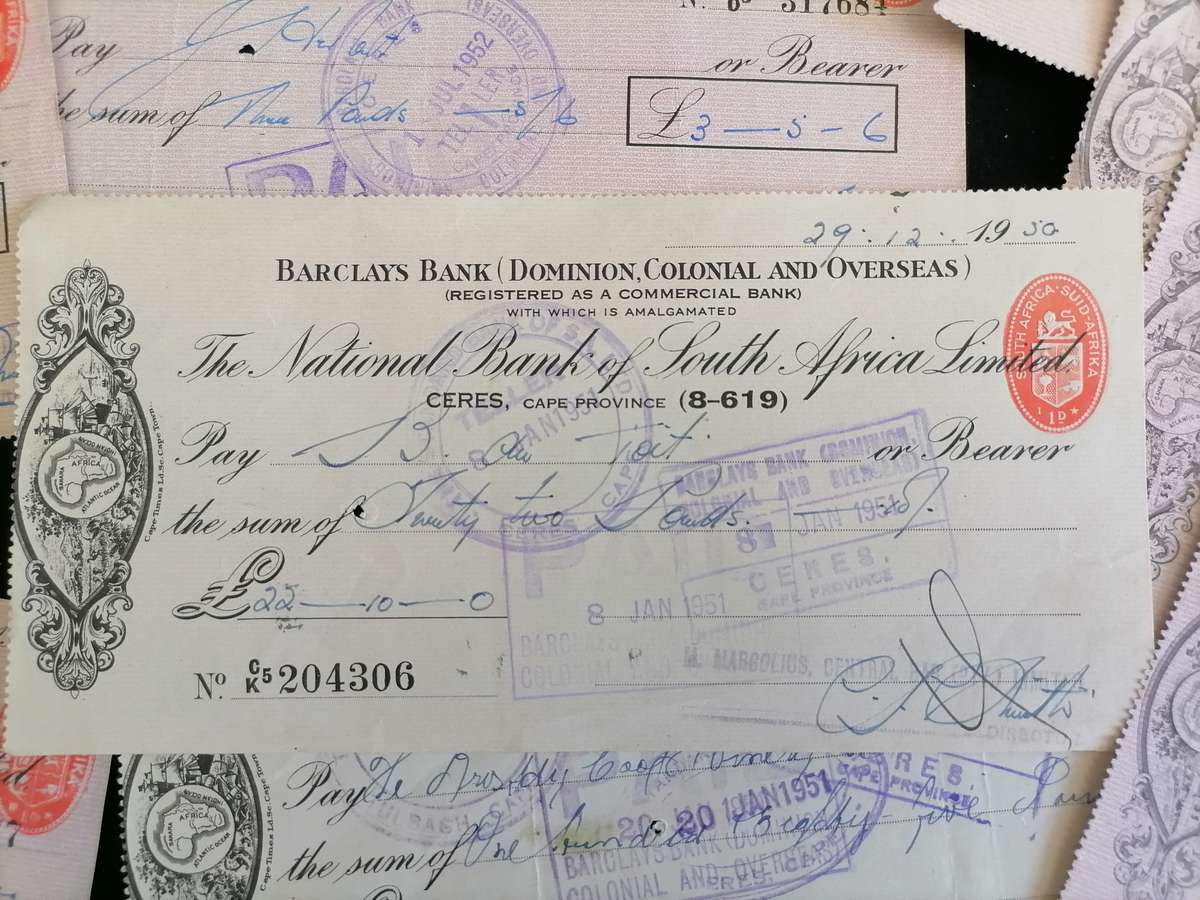 20x BARCLAYS BANK OF SA USED TJEKS 1950,s