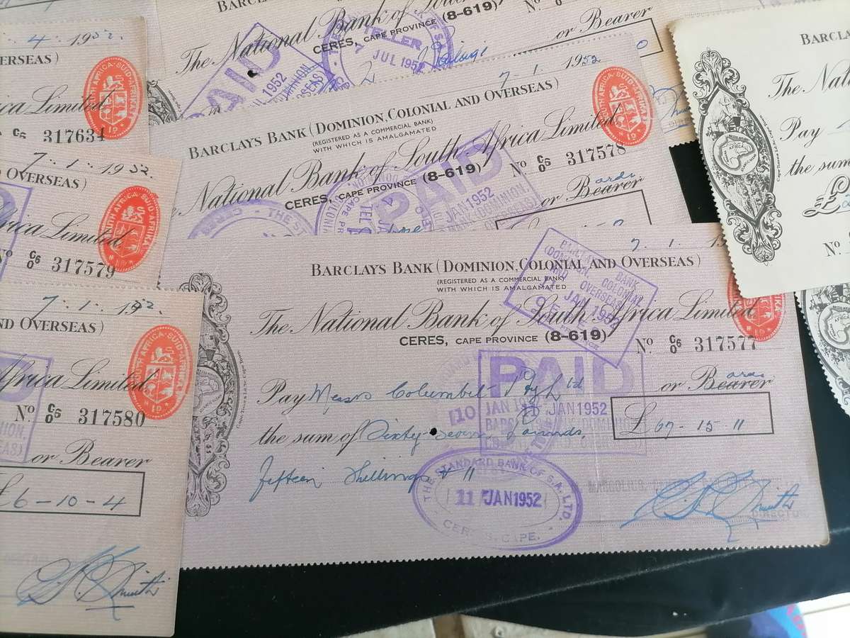 20x BARCLAYS BANK OF SA USED TJEKS 1950,s