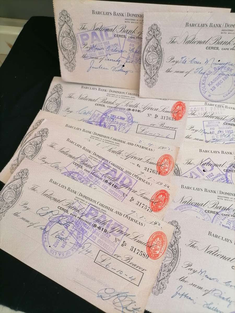 20x BARCLAYS BANK OF SA USED TJEKS 1950,s