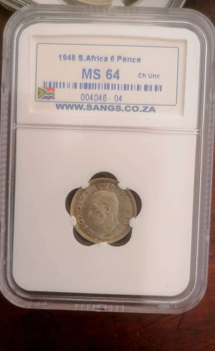 1948 UNION SIXPENCE MS 64