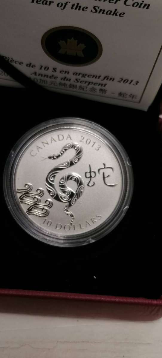 2010 CANADIAN SILVER  PROOF 8 DOLLAR   YEAR OF THE SNAKE COIN