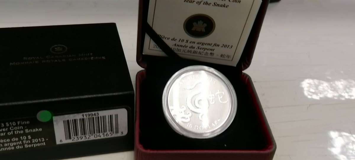2010 CANADIAN SILVER  PROOF 8 DOLLAR   YEAR OF THE SNAKE COIN