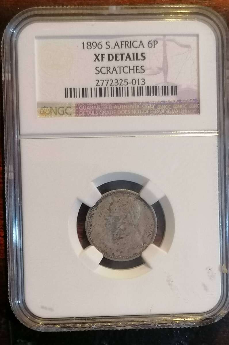 1896 ZAR SIXPENCE XF DETAILS