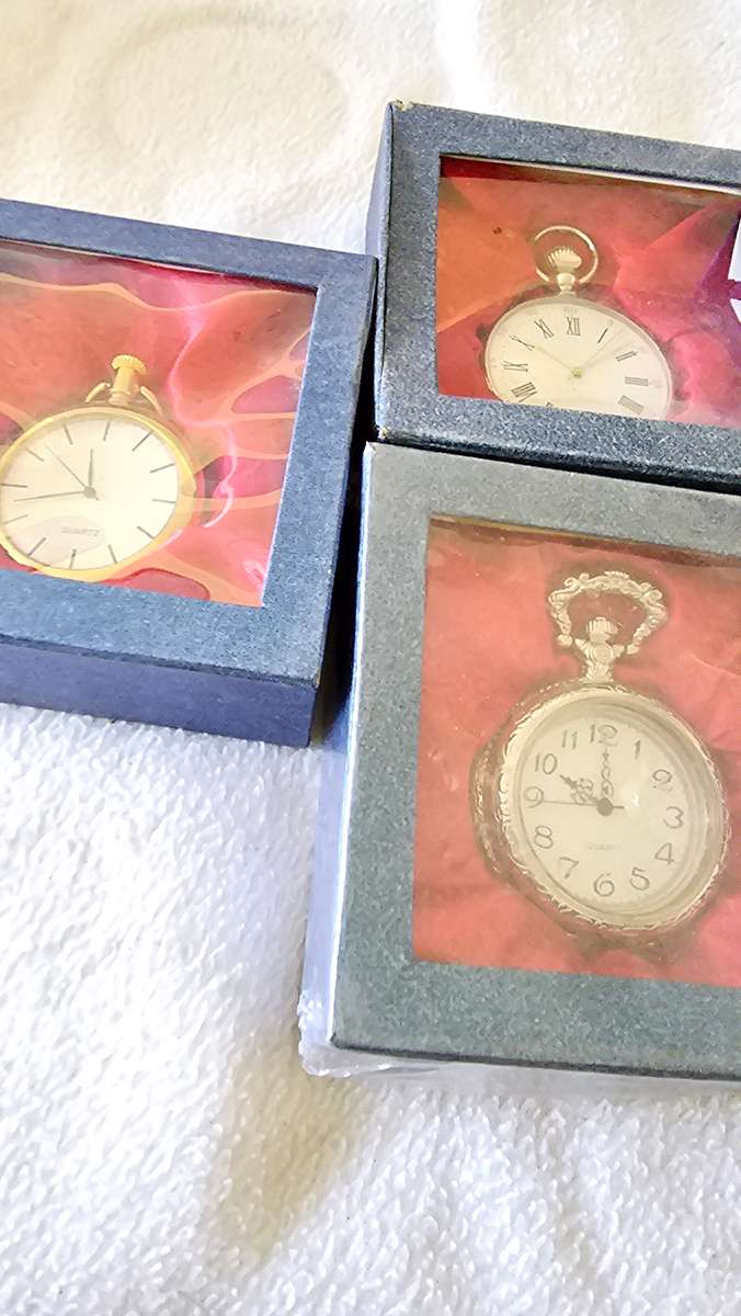 SET OF 3 QUARTZ POCKET WATCHES