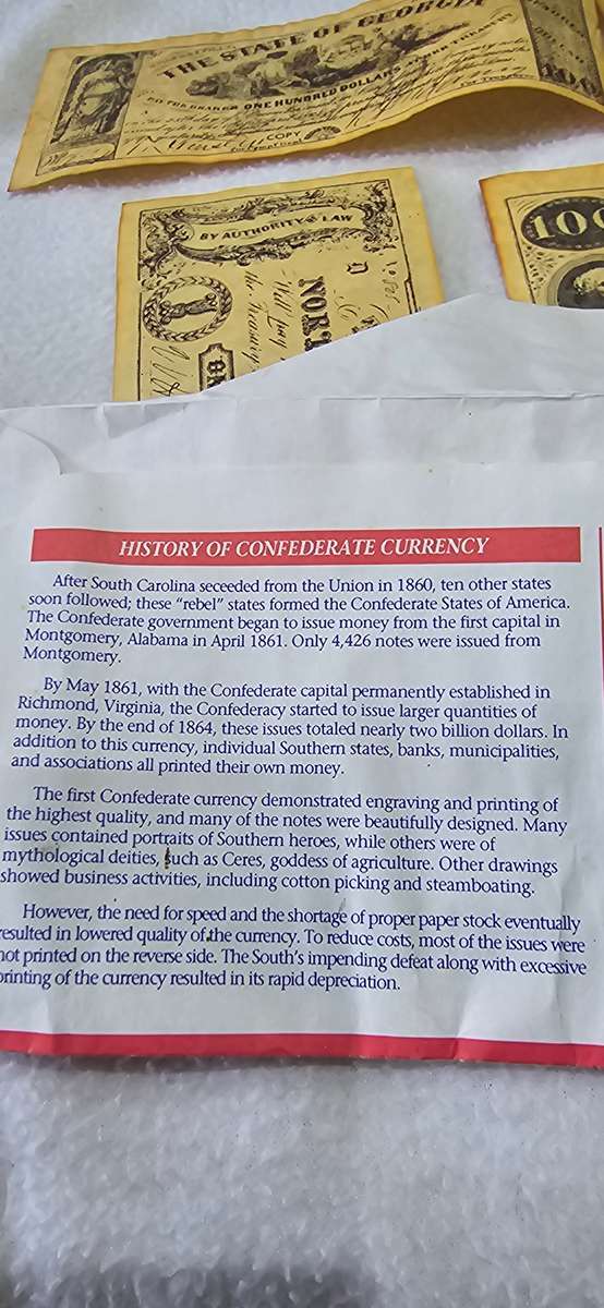 6 X OLD NOTES- UNIQUE REPLICAS OF THE ORIGINAL CURRENCY(1800's)