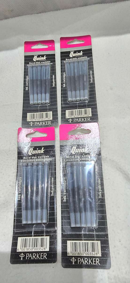 4 PACKS QUINK PARKER ROYAL BLUE WASHABLE INK CARTRIDGES