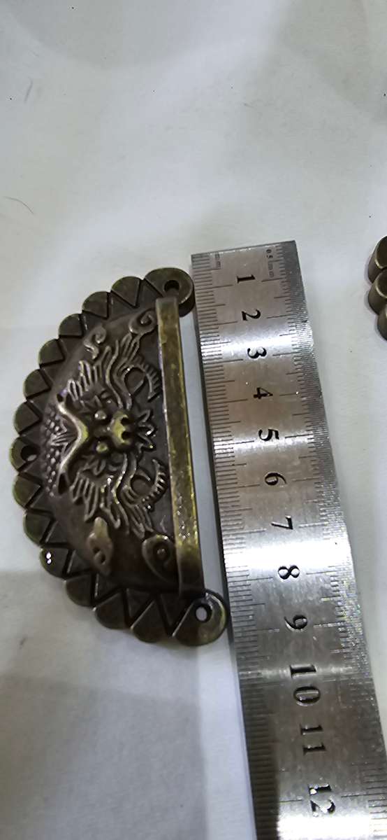 SET OF SIX DRAGON HEAD EMBOSSED NAUTICAL METAL DRAWER  PULLS