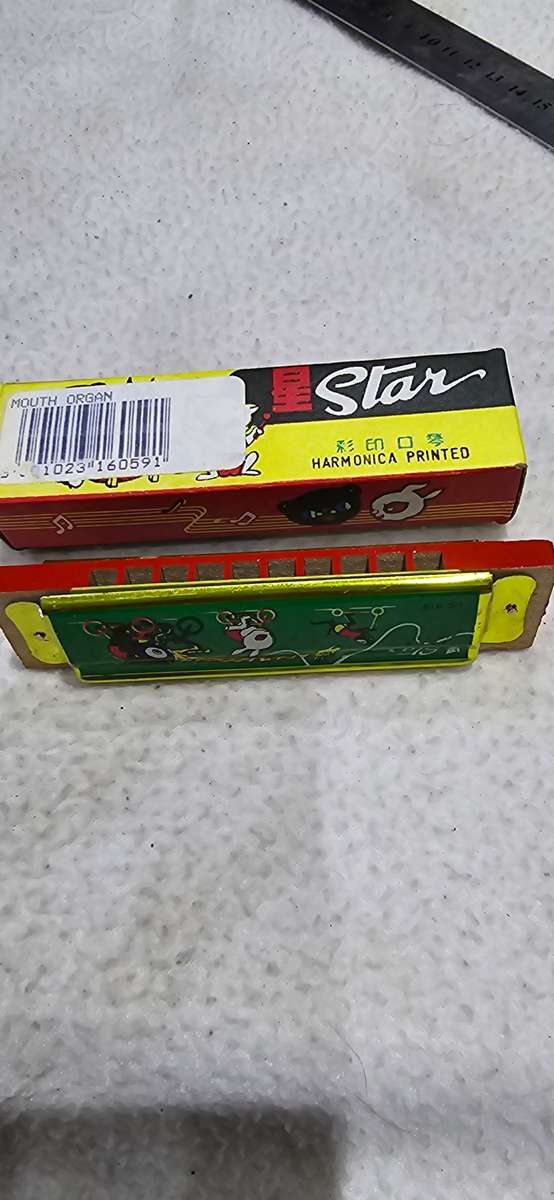 VINTAGE PRINTED HARMONICA(MOUTH ORGAN) IN ORIGINAL BOX