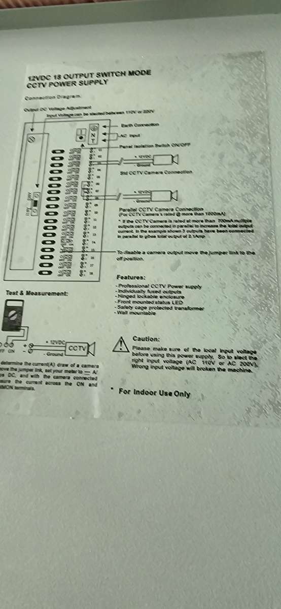 12 VDC 18 OUTPUT SWITCH MODE CCTV POWER SUPPLY