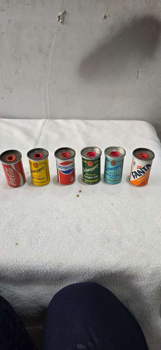 6 X VINTAGE O.33 LITER SIFT DRINK CANS(MADE IN GERMANY)