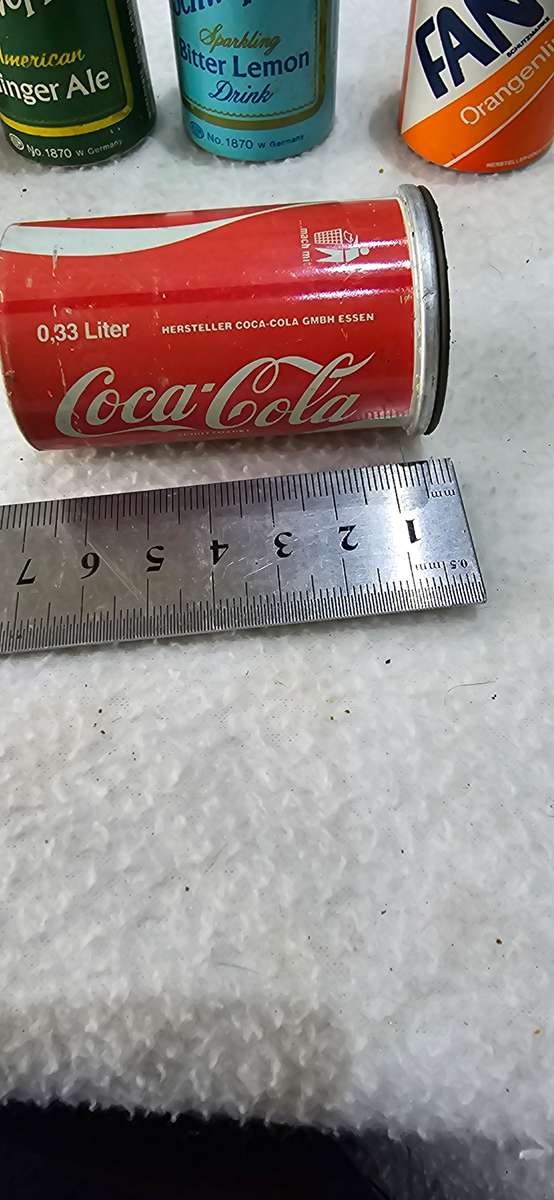 6 X VINTAGE O.33 LITER SIFT DRINK CANS(MADE IN GERMANY)