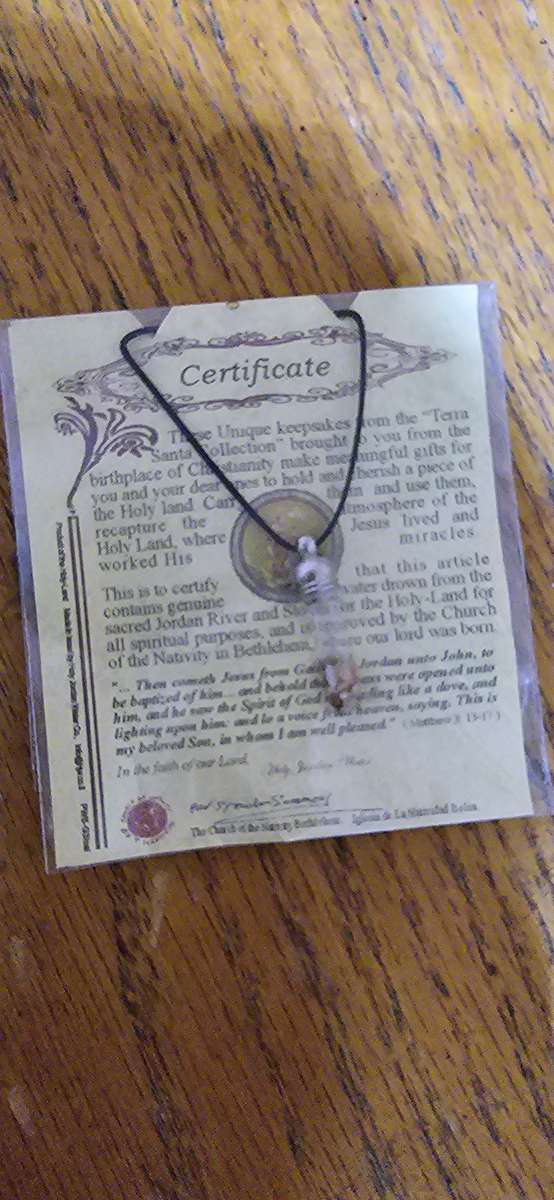 HOLY JORDAN RIVER WATER AND PEBBLES WITH SIGNED CERTIFIED FROM THE CHURCH OF BETHLEHEM