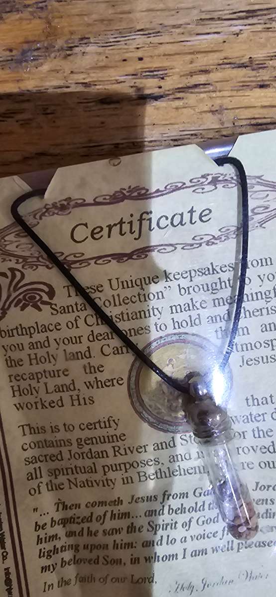 HOLY JORDAN RIVER WATER AND PEBBLES WITH SIGNED CERTIFIED FROM THE CHURCH OF BETHLEHEM