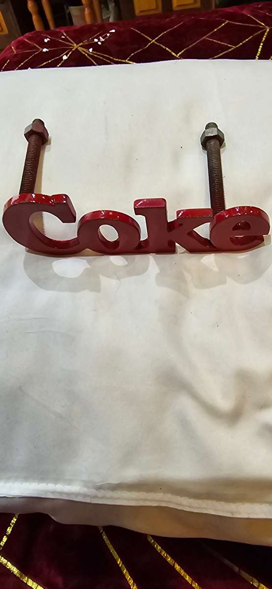 VINTAGE CAST IRON COKE SIGN(15CM LENGTH)
