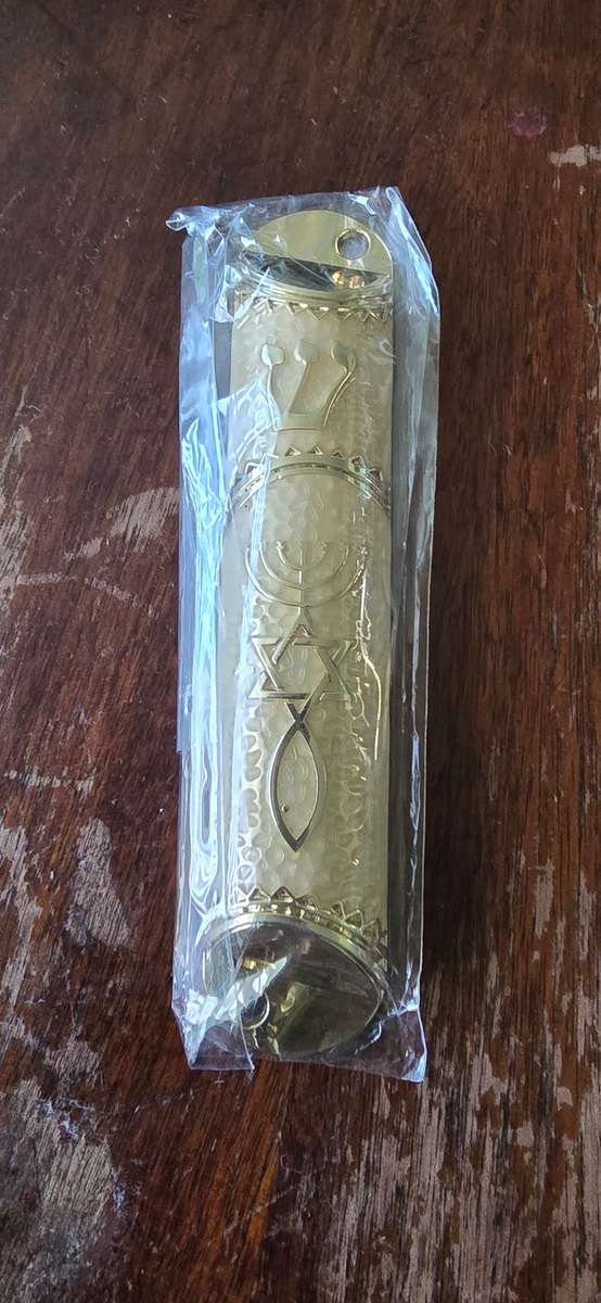 JEWISH DOOR MEZUZZAH WITH HEBREW PRAYER SCROLL