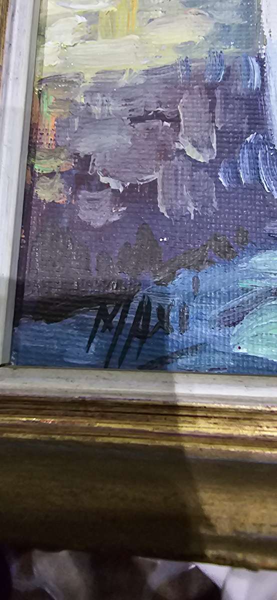 OIL ON BOARD ITALIAN STREET SCENE FRAMED PAINTING (SIGNED)38 X28CN