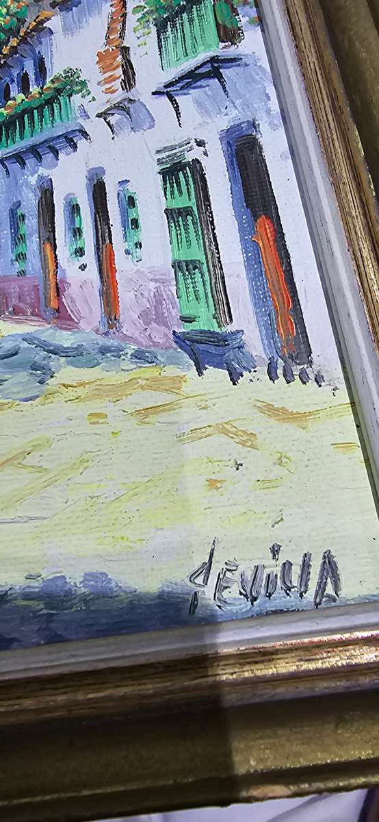 OIL ON BOARD ITALIAN STREET SCENE FRAMED PAINTING (SIGNED)38 X28CN