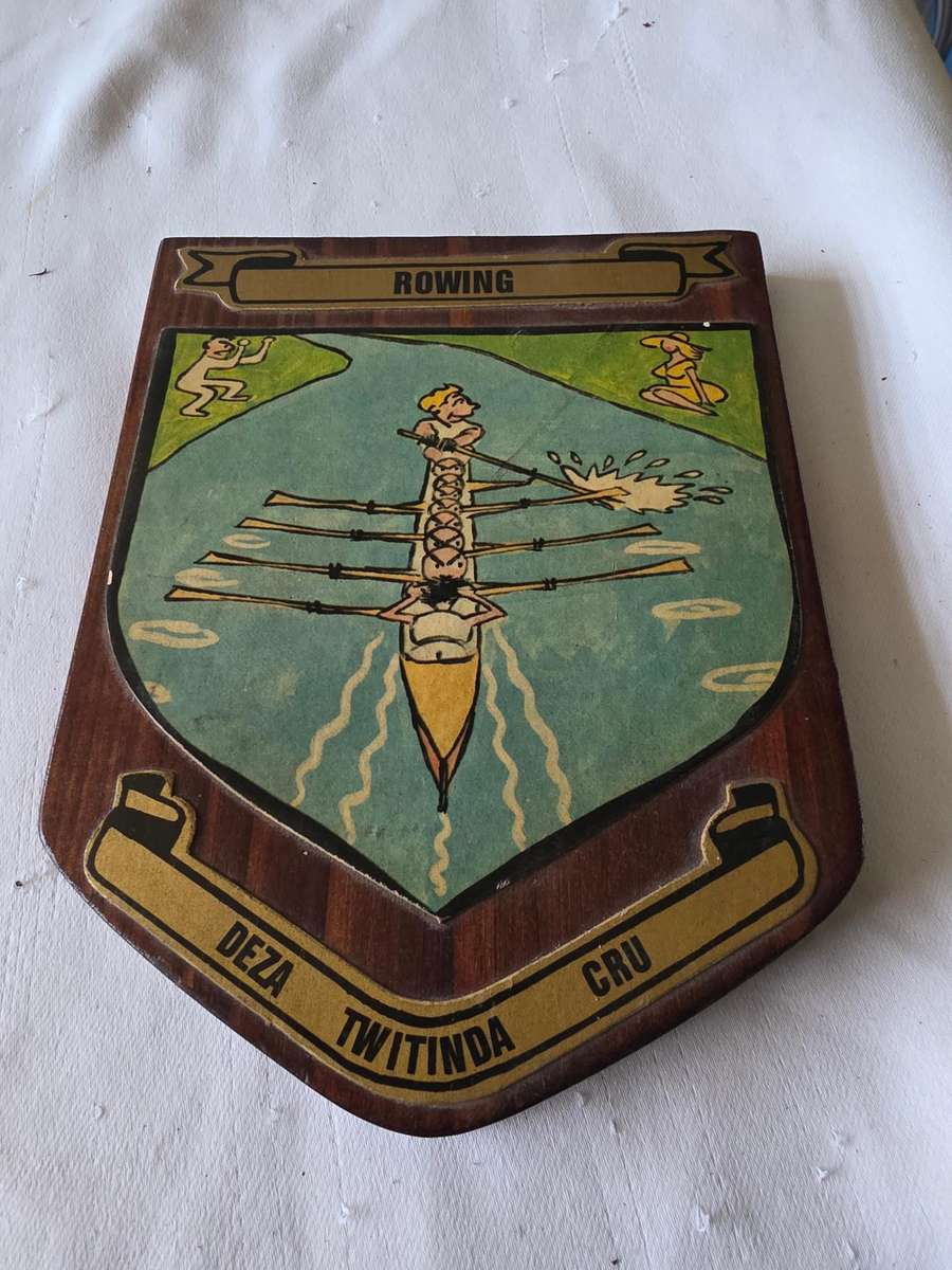 Set of 5 very old signs on solid wood plaque (17 x 13cm)