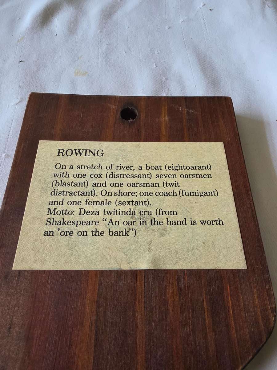 Set of 5 very old signs on solid wood plaque (17 x 13cm)