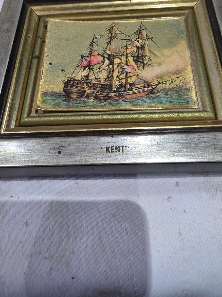 10 x Navigation Ships Miniature Frames (Art Silk Screen Handcrafted on 18K Gold Background) Inscrbed