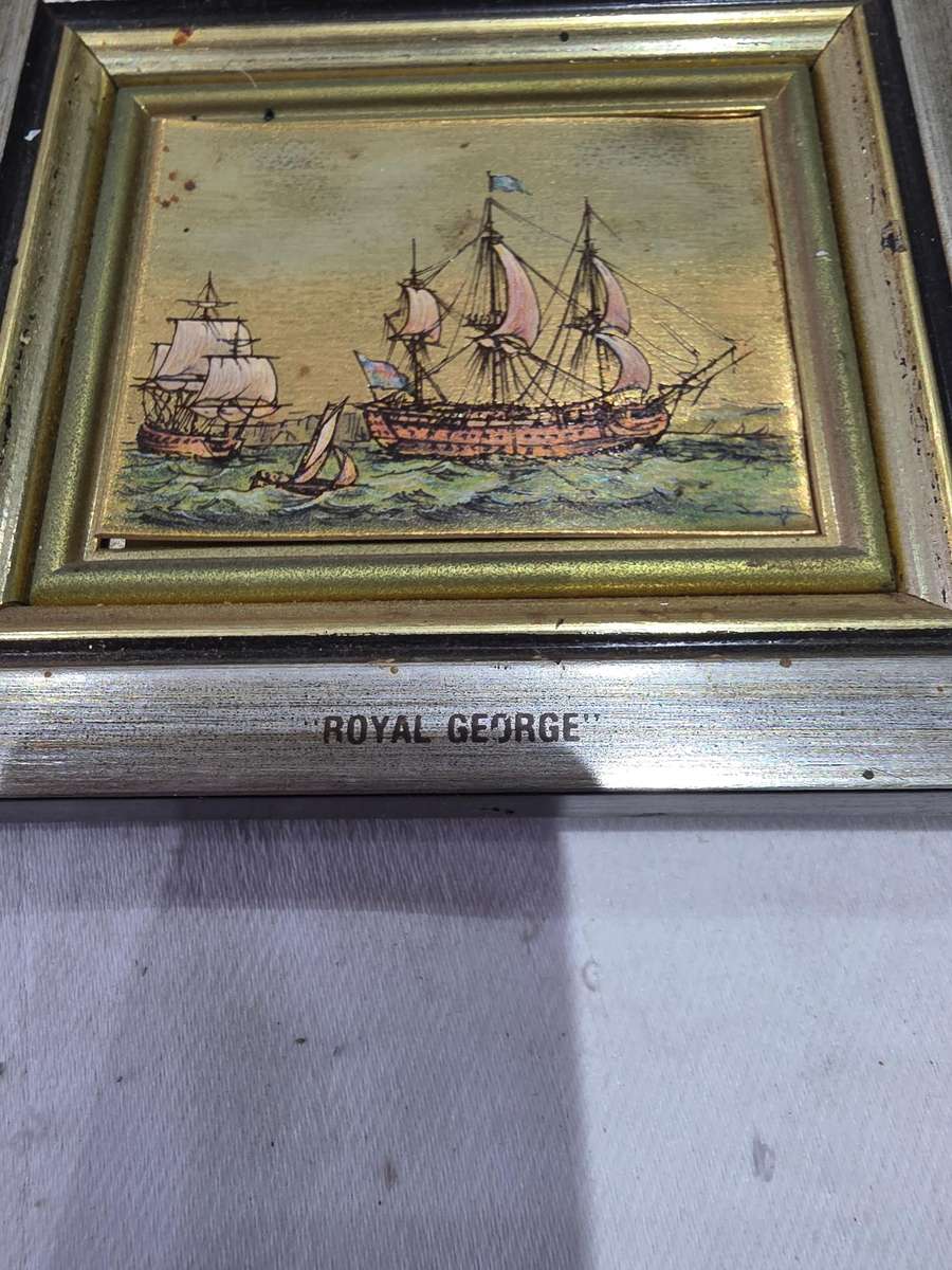 10 x Navigation Ships Miniature Frames (Art Silk Screen Handcrafted on 18K Gold Background) Inscrbed