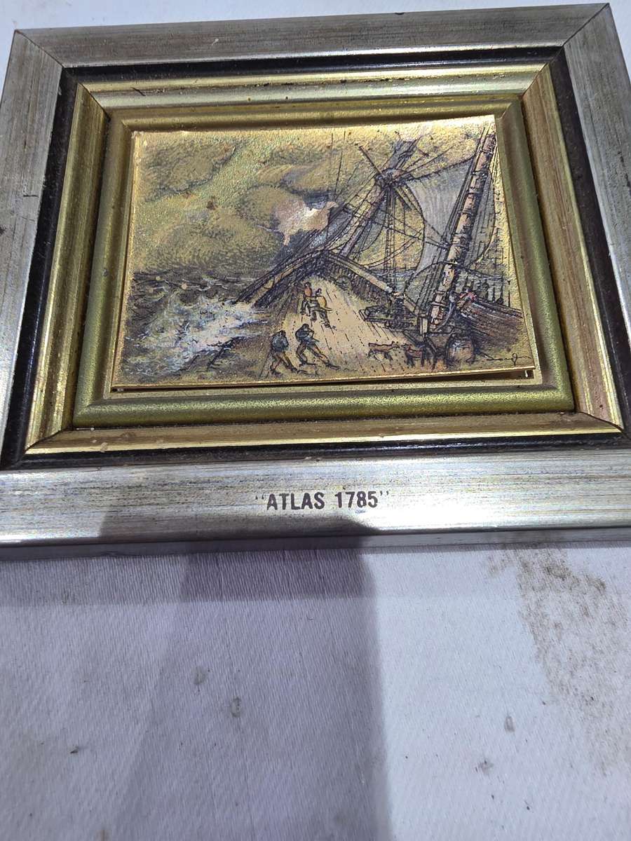 10 x Navigation Ships Miniature Frames (Art Silk Screen Handcrafted on 18K Gold Background) Inscrbed