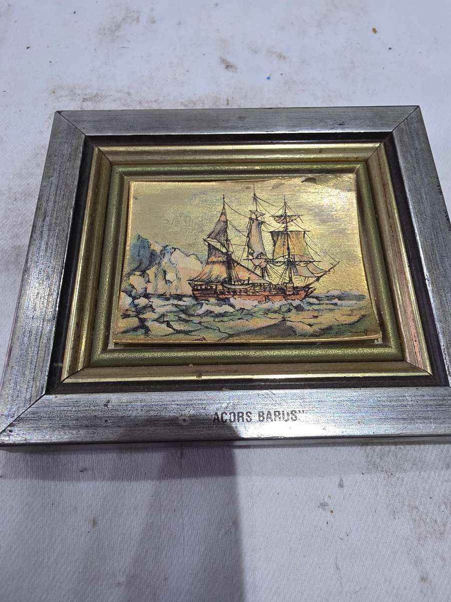 10 x Navigation Ships Miniature Frames (Art Silk Screen Handcrafted on 18K Gold Background) Inscrbed