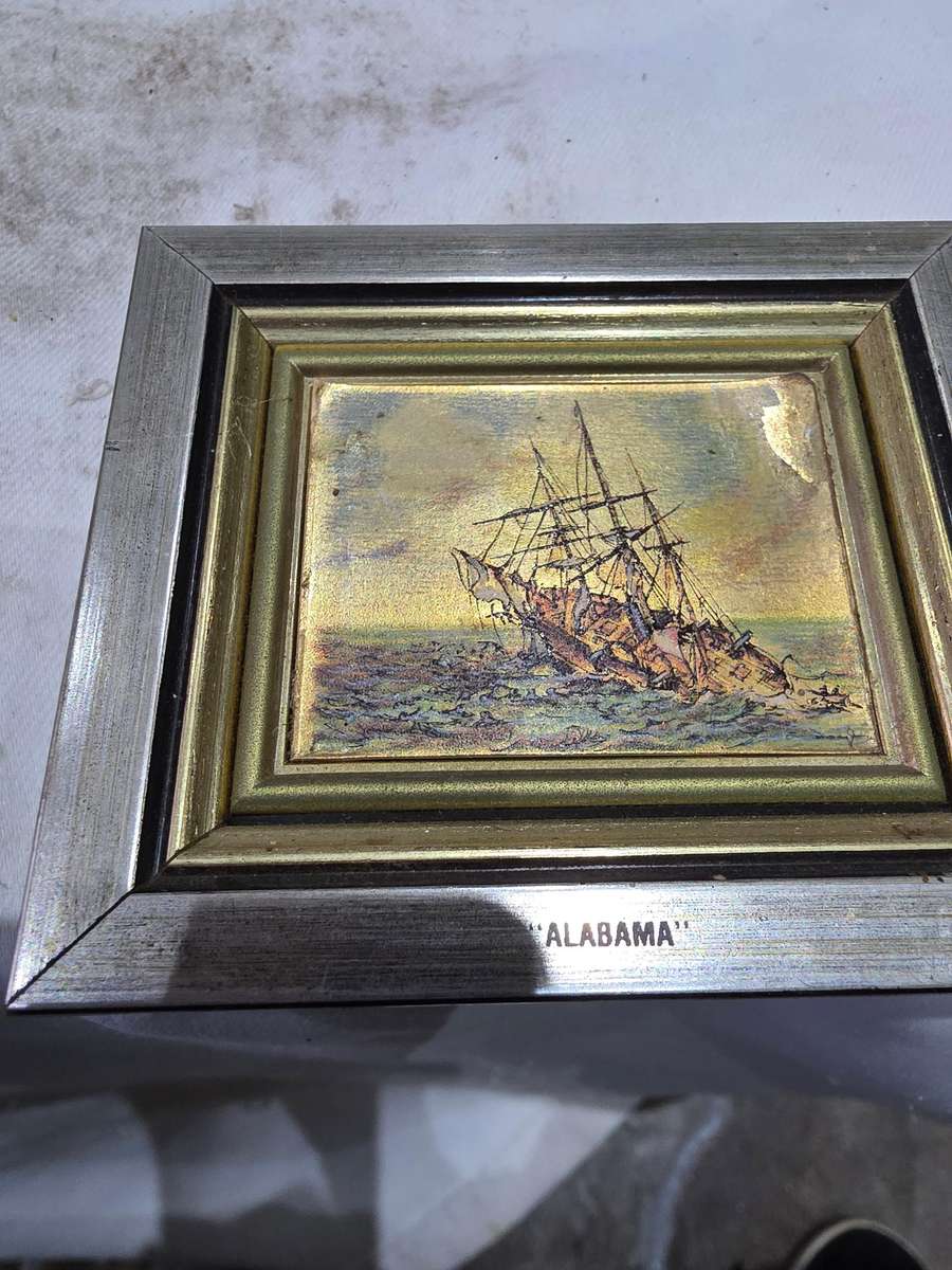 10 x Navigation Ships Miniature Frames (Art Silk Screen Handcrafted on 18K Gold Background) Inscrbed