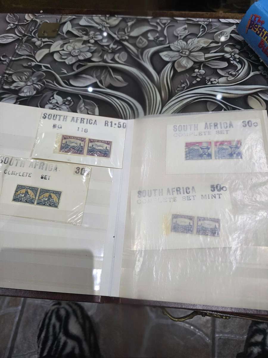 COMPLETE MINT SET OF 9 SA STAMPS PLUS EXTRAS WITH ALBUM