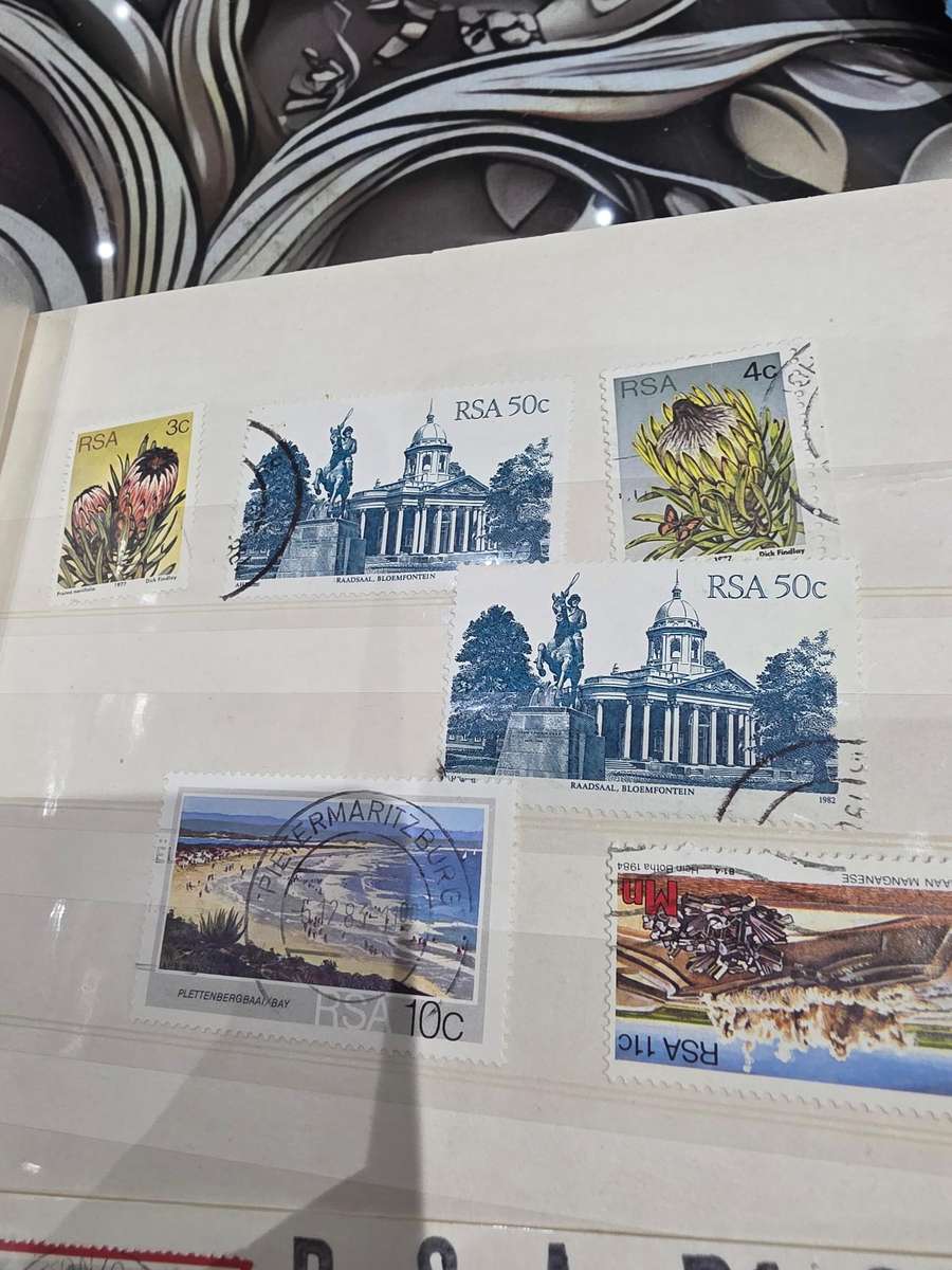 COMPLETE MINT SET OF 9 SA STAMPS PLUS EXTRAS WITH ALBUM