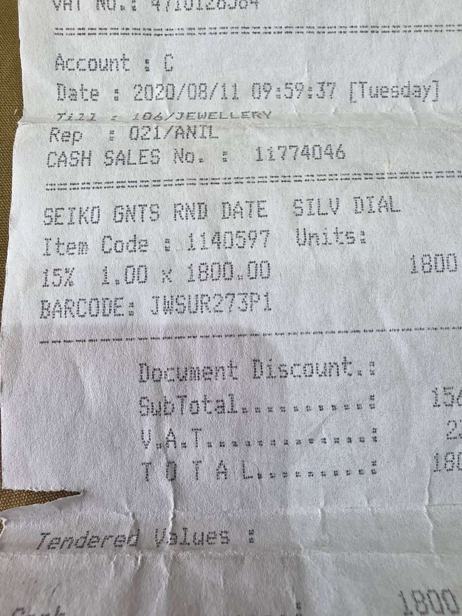 SEIKO MENS WRISTWATCH(ANALOGUE QUARTZ)WITH AUNTHETIC BOOKLET