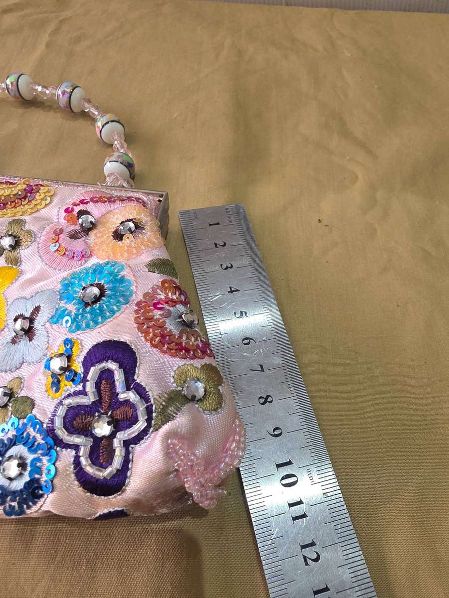 VINTAGE SATIN SEQUENCE LADIES CLUTCH BAG