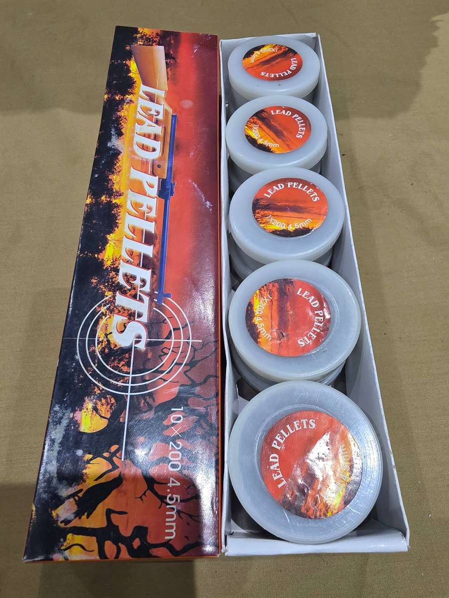 BOX OF 10 X 200-4.5MM LEAD PELLETS(10 TUBS X 200 IN EACH TUB)