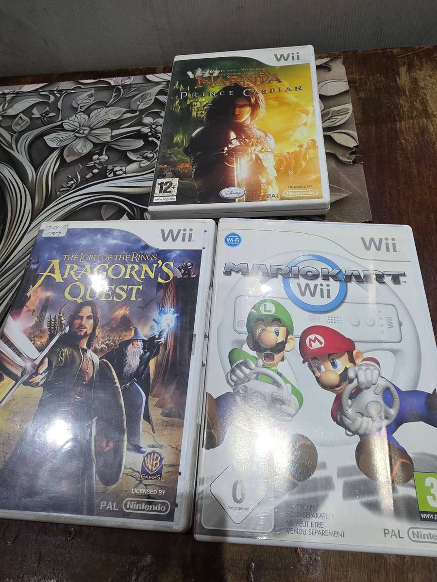 3 X NINTENDO WII GAME DISCS (MARIO KART,NARNIA AND LORD OF THE RINGS)