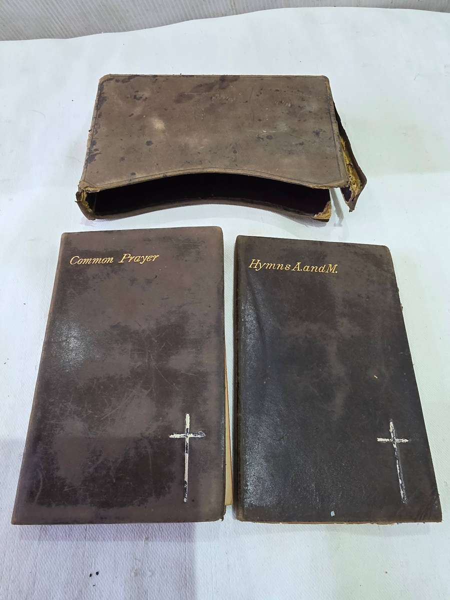 VERY OLD LEATHER BOUND(GOLD LEAF) SET OF TWO COMMON PRAYER AND HYMNS BOOK FROM THE CHURCH OF ENGLAND