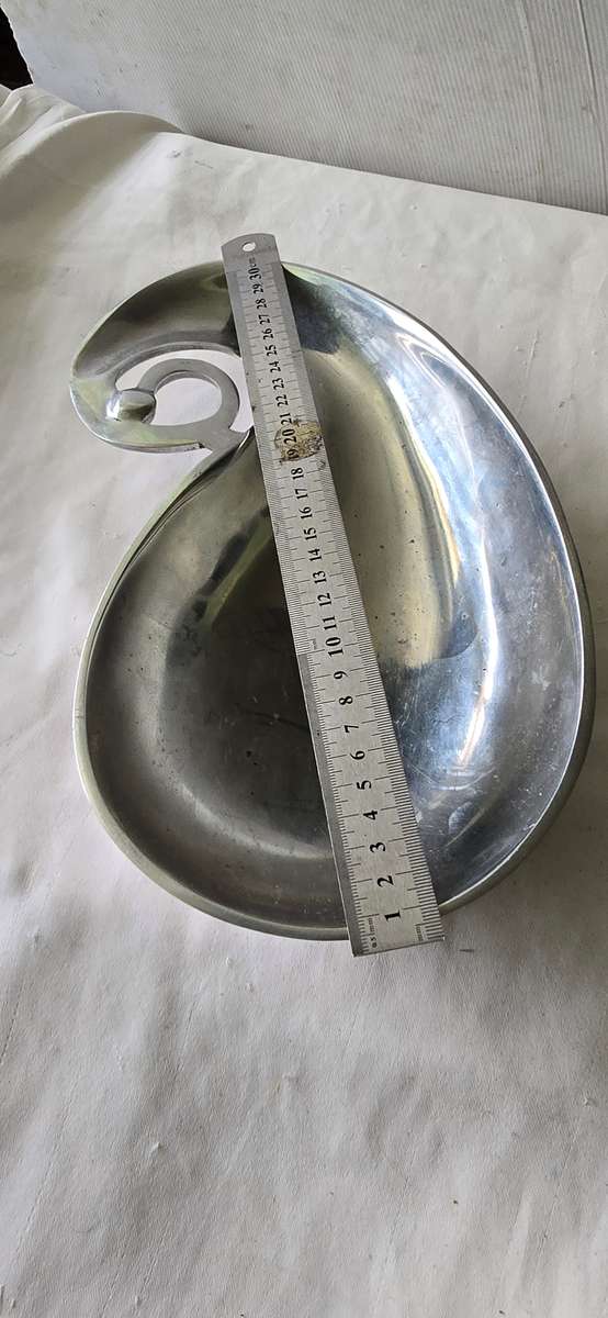 CAROL BOYES STYLE PEWTER SERVER ON FEET