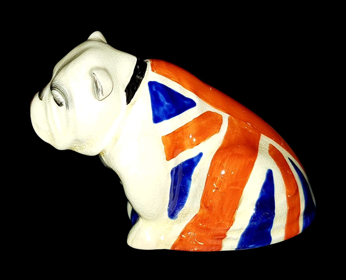Small Royal Doulton Bulldog Draped in Union Jack - c. 1941