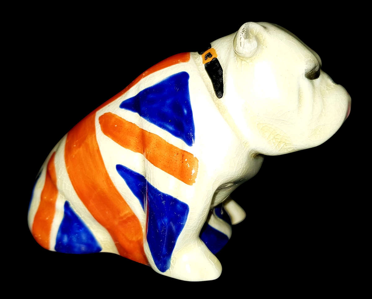 Small Royal Doulton Bulldog Draped in Union Jack - c. 1941