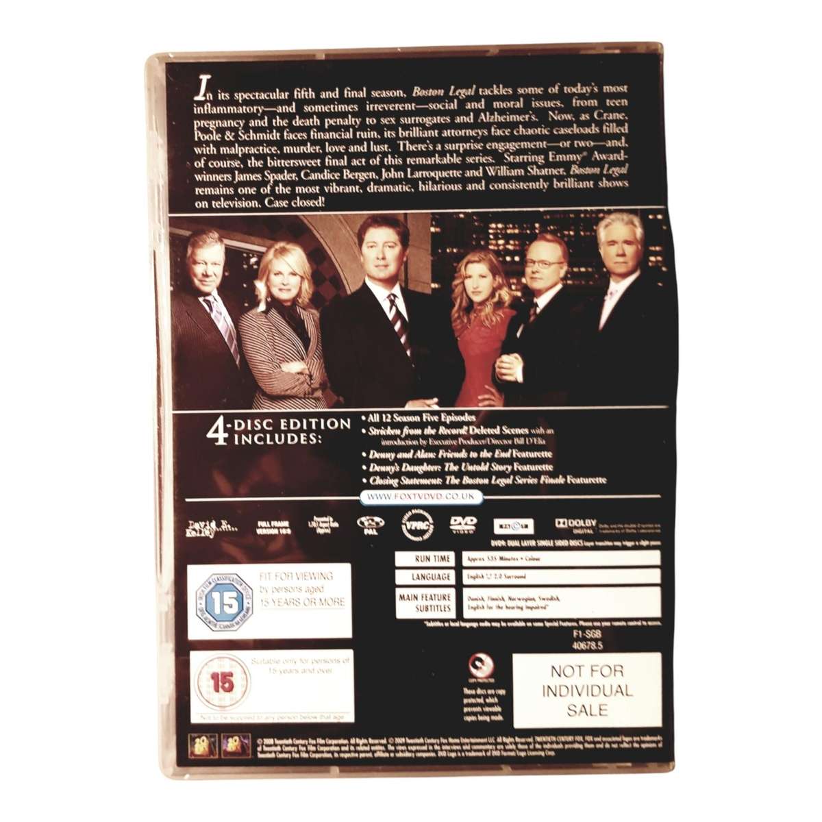 Boston Legal  The Complete Series DVD Box Set  Region 2  Very Good Condition