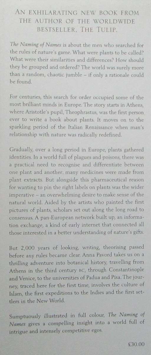 The Naming of Names the Search for Order in the World of Plants