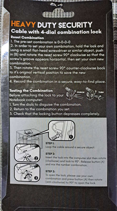 LinkQnet 4-Dial Combination Kensington Lock
