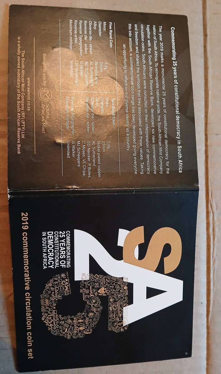 South Africa 2019 "25 Years of Democracy" Commemorative 2 Rand Coin Set
