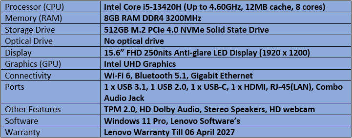Lenovo V15 G4 Intel Core i5 - 13th Generation Notebook