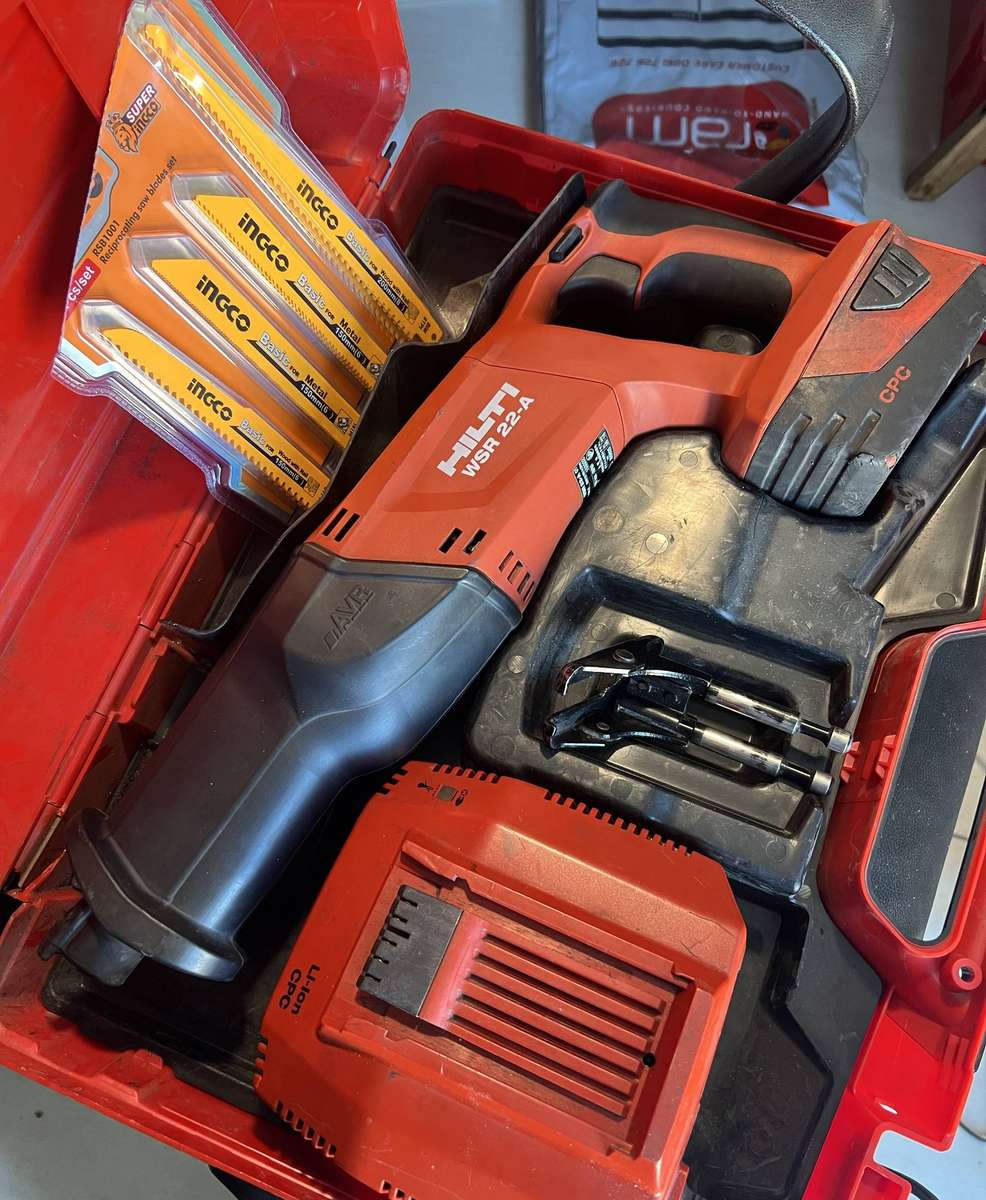 Hilti WSR 22-A heavy-duty, 22-volt cordless reciprocating saw.