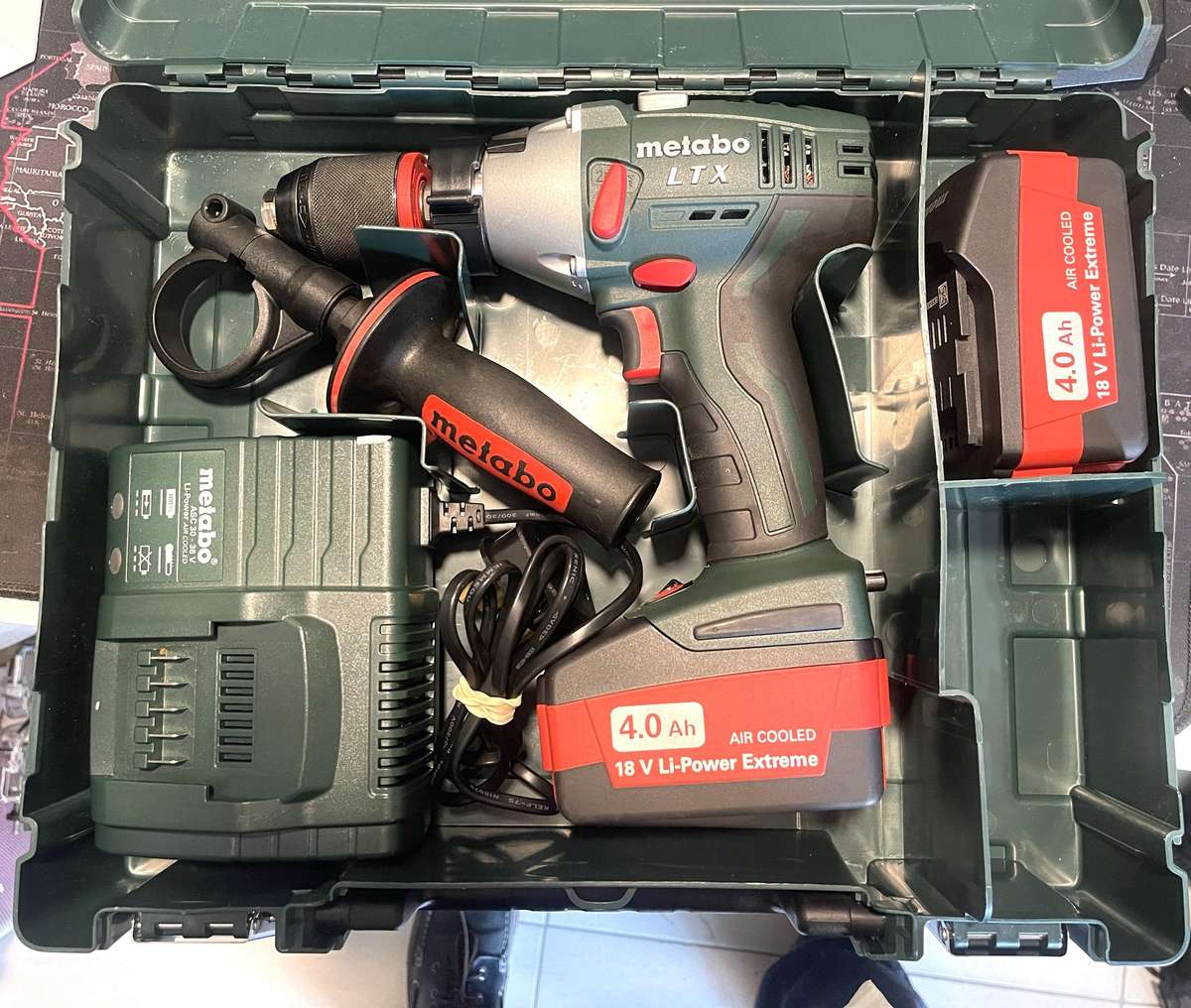 Metabo SB 18 LTX Impulse Cordless Hammer Drill, with batteries case and charger, never used.