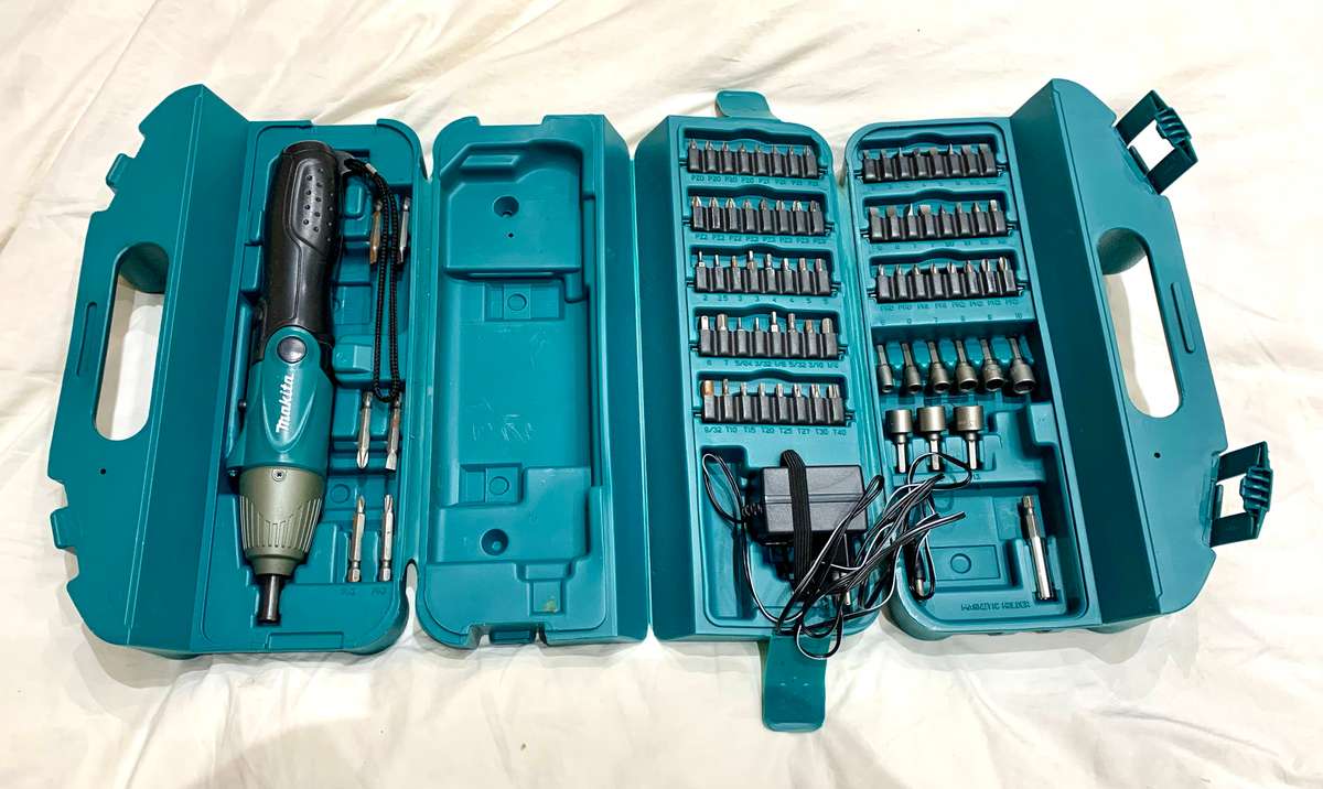 Makita cordless 80 pc bit set with carrying case.