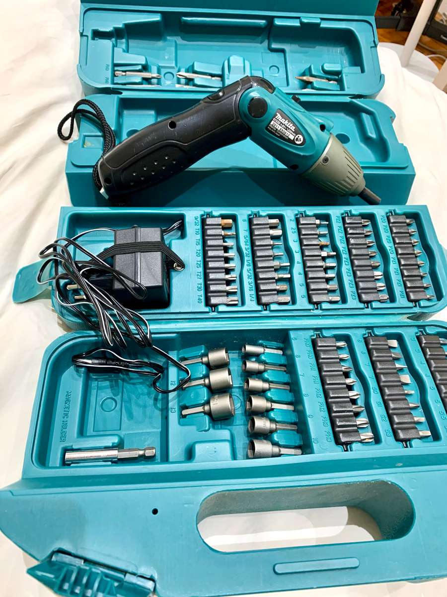 Makita cordless 80 pc bit set with carrying case.